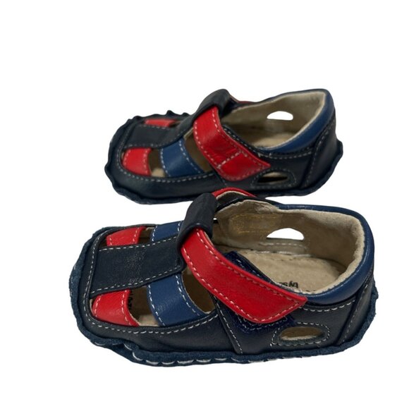 Smaller By See Kai Run Leather Baby Shoes 0-6 Months Navy Black Red Soft Sole - Picture 2 of 8